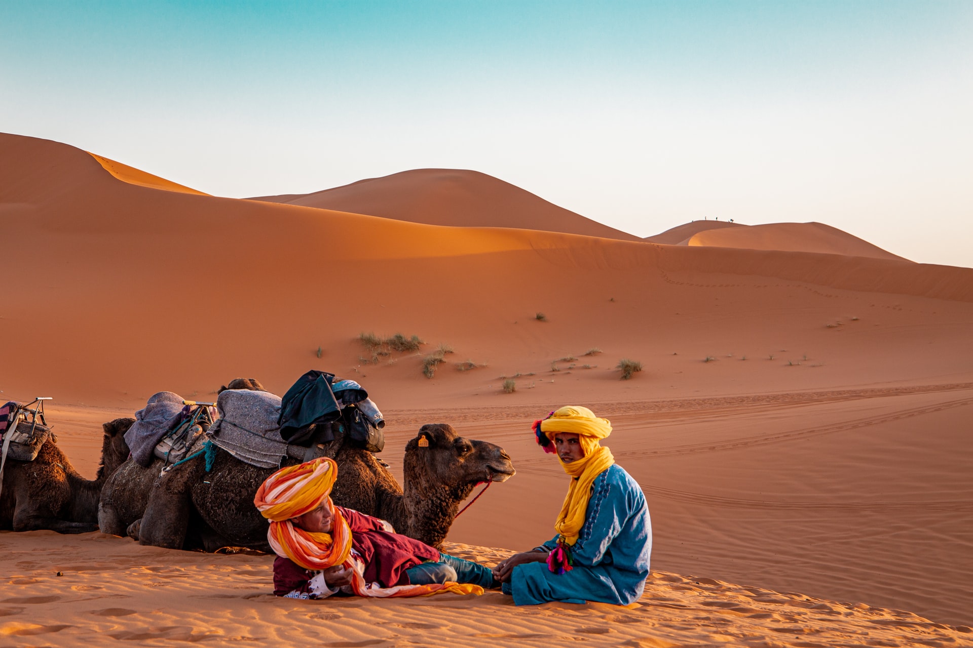 Sunset in the dunes of Merzouga